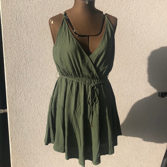 Pilgrim size 10 casual lightweight khaki green dress - Picture 2 of 10